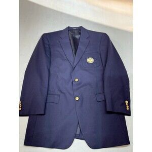 PGA America Blazer Jacket Sport Coat Navy Blue Professional Golf Logo Mens 42L